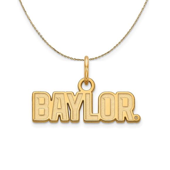 14k Yellow Gold Baylor U XS (Tiny) Logo Necklace - 24 Inch